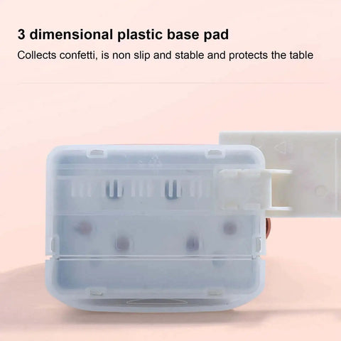 3 Hole Handheld Paper Punch Grab And Go base showing non-slip pad with confetti tray for A4 A5 A6 A7 binders and handbooks