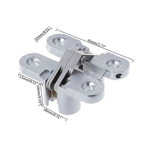 Concealed Invisible Hinge Set For Doors And Cabinets, Hidden Cross Hinge With 180 Degree Opening, durable alloy hardware