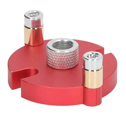Red aluminum component of Pro Grade Auto Centering Dowel Jig With Aluminum Drill Guide And Eight Drill Bushings From 3mm To 10mm.