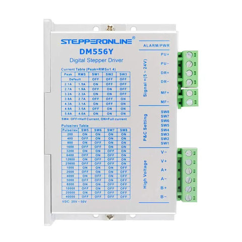Front view of DM556Y digital stepper driver for Three Newton Meters Nema 23 Stepper CNC Kit With DM556Y Driver For 1 Axis DIY CNC Builds