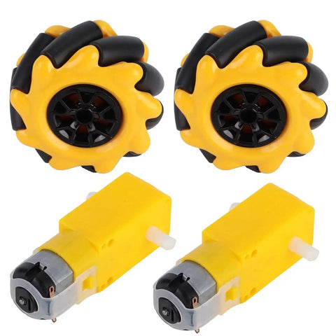 Mecanum Wheel Kit For TT Geared Motor Smart Robot Car Diy Projects 60mm 2.4In Rubber Coated Wheels With Strong Magnetic Core