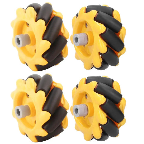 Mecanum Wheel Set For Smart Car 48mm Directional Robot Wheels With Four Wheel Drive Smooth Running And Strong Grip In Yellow And Black