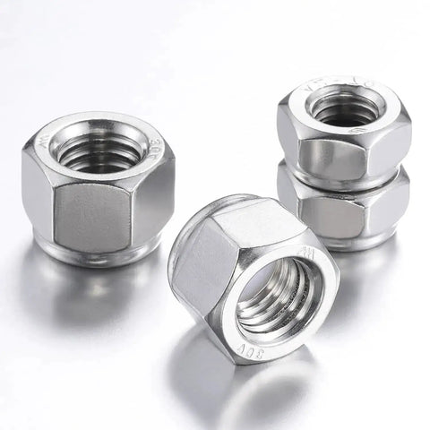 3/4-10 Nylon Insert Lock Nuts, Grade 8 Zinc Plated Carbon Steel, 8-Pack, shown with hexagonal shape and threading.