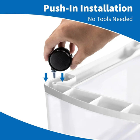 Installing 4 Pack Swivel Caster Wheels For Sterilite 3 Drawer Cart Replacement 1.5 Inch Nylon Wheels With M6 Circlip Stem