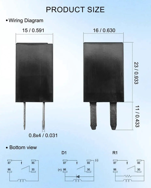 Cooling Fan Relay For Polaris RZR Slingshot Ranger Sportsman 12VDC Replacement 303 1AH C R1 U01 size diagram and wiring details.
