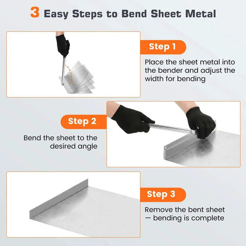 3 steps to use Heavy Duty 15.25 Inch Sheet Metal Folding Hemming Tool Handheld Bender for standing seam roofing panels and HVAC duct work