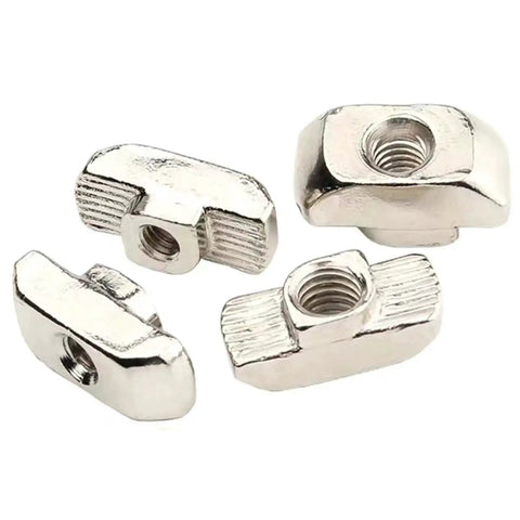 Durable Heavy Duty 50 Pack M6 T Nuts Hammer Head T Slot Nuts Drop In Nickel Plated Carbon Steel For European Aluminum Profiles