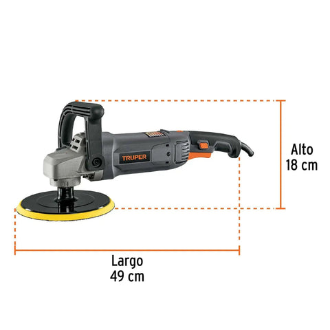 Side view of 7 Inch 1200W Polisher With Variable Speed, D Handle, Ball Bearing Motor, Pro Grade for Paints Metals Plastics Fiberglass