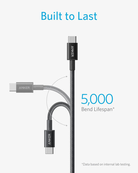 USB C to USB C Cable 10 Foot 100W Fast Charge Nylon Braided for iPhone MacBook with 5,000 bend lifespan