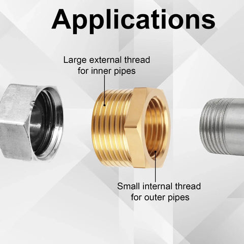 Brass Hex Bushing Reducer One Quarter Inch NPT Male To One Eighth Inch NPT Female Pipe Fitting Adapter, application details shown