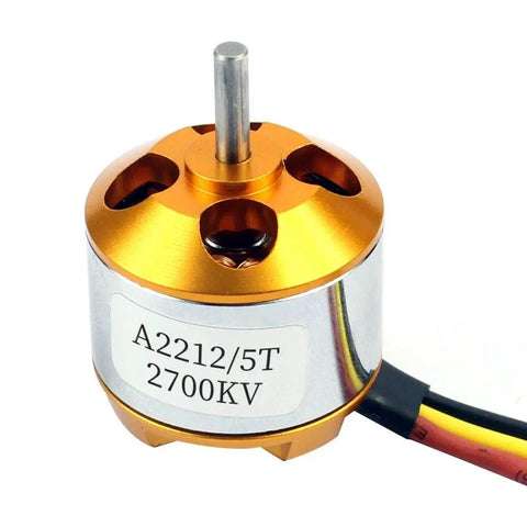 Beefy 2700KV Golden Brushless Outrunner Motor For RC Aircraft And Drones With 27mm Body Weight 50g, front view