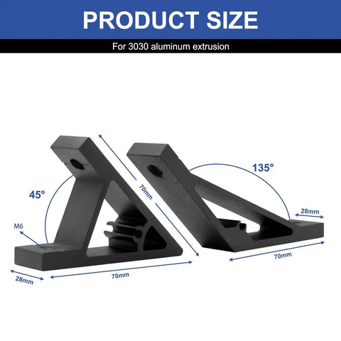 8 Piece 3030 Corner Bracket Kit With 45 And 135 Degree Angles showing black aluminum brackets for DIY projects