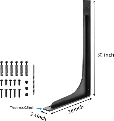 Heavy Duty L Shape Shelf Brackets Pack Of 2 Strong Metal Shelf Supports With 300lbs Max Load Corner Brace For Shelves And Counters Fits 6 To 8 Inch Deep Shelves 6x4 Inch Brackets Built To Last showing brackets and screws