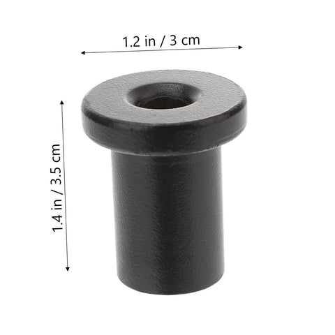 Single black spacer from the 5Piece Sliding Barn Door Track Spacers Replacement Kit With Wall Supports For Quick And Easy Setup Like A Breeze And Enhanced Stability Ideal For Sliding Doors In Garages Basements Workshops And More, dimensions shown.