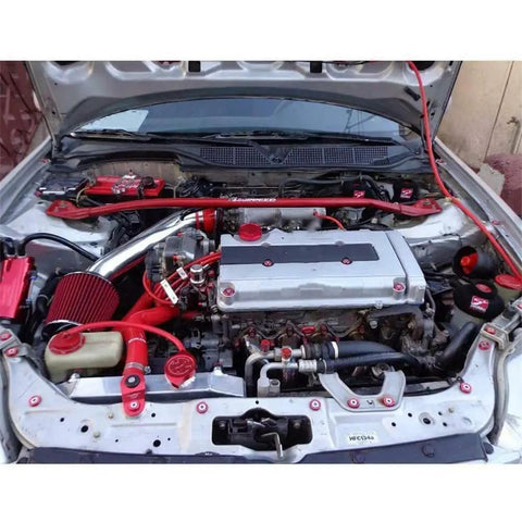 Red 20 Piece Set Bumper Fender Washer Kit For Engine Bay Dress Up Bolts And Fasteners M6 CNC Aluminum Anodized for cars displayed
