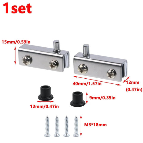 Stainless Steel Glass Door Pivot Hinge With Magnetic Catch Closures And Clamp Set For 3 To 6mm Glass Doors hardware set details
