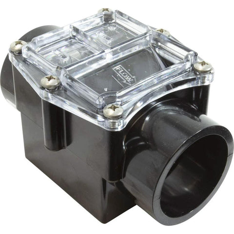 2-inch corrosion-resistant check valve, black plastic body with transparent top cover and screws