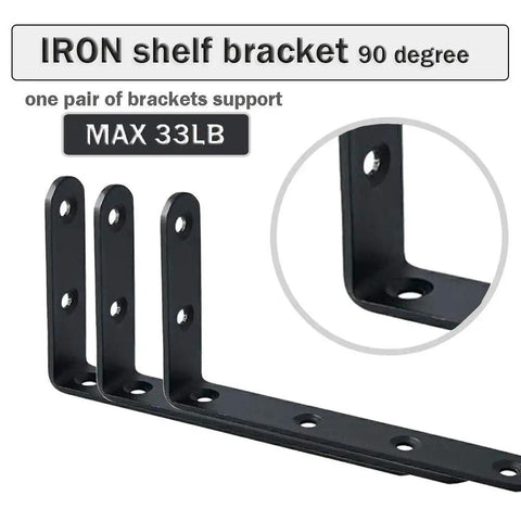 Heavy Duty Black Steel L Shelf Brackets Set 8 Pieces 5x3 Inch Decorative Angle Braces for Wall Shelves