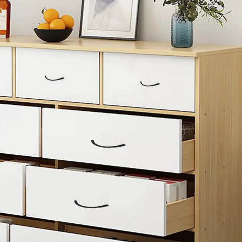 6 Pack Two And A Half Inch Hole Center Solid Arch Drawer Pulls Bow Curved Dresser Cabinet Handles Matte Black installed on white dresser.