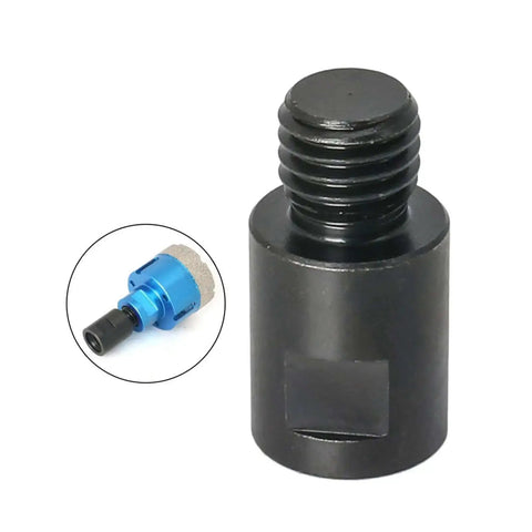 Close-up of Angle Grinder Adapter Kit For Polishing Pads And Discs, Beefy Steel Thread Converter, M14 To M10 Female tool.