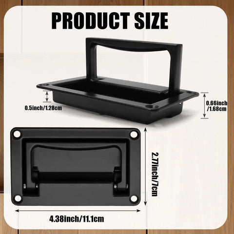 Recessed Pull Handle For Drawers Doors And Toolboxes Black Zinc Alloy 4.38 X 2.76 Inch with measurements shown