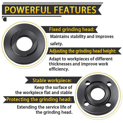 Pro Grade 7 Piece Angle Grinder Nut And Flange Wrench Kit features fixed grinding head for stability and safety details.