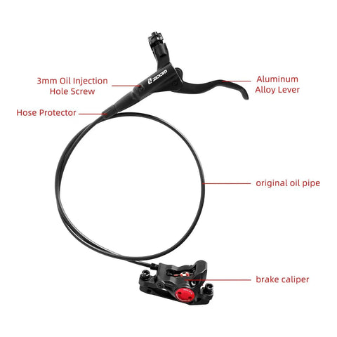 Z00M HB875 MTB hydraulic disc brake set with aluminum alloy lever, hose, and caliper