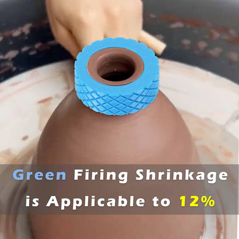 Ceramic Threading Tool Set Two Pack For Pottery Jars And Soap Dispensers Create Custom Threaded Lids And Neck Threads With This Easy To Use Clay Tool Today showing blue tool on clay.