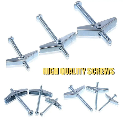Assorted Toggle Bolts And Wing Nuts Kit For Drywall Hanging Heavy Items, 24 Pieces, with various bolt sizes and configurations visible.