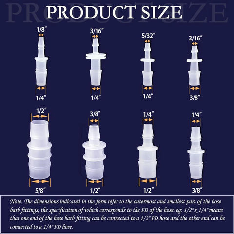 40-piece plastic hose barb fittings set with assorted reducer sizes for aquarium tubing