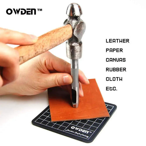 Using 9 Piece Hollow Punch Set With Free Cutting Mat For Leatherwork, Leather Hole Punch Kit 1/8 To 1/2 Inch, Heat Treated Steel