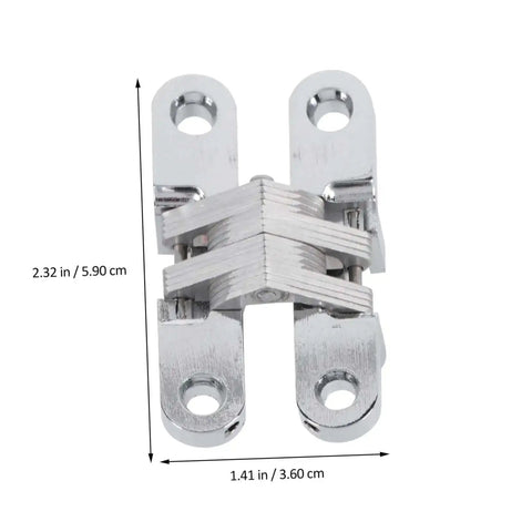 Concealed Folding Door Hinge Built Tough Heavy Duty Cabinet Hardware For Home Use shown in silver with dimensions labeled