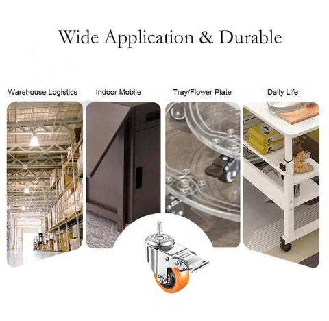 Applications for Heavy Duty Stem Casters With PVC Wheels 2 Inch Brake Dual Locking M8 Stem 1 Inch For Home Office Industry.
