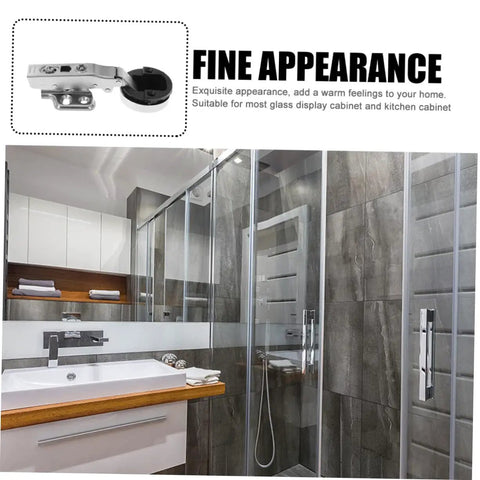 Bathroom with frameless glass shower and Four Pack Soft Close Glass Door Cabinet Hinges With Damping For Frameless Cabinets