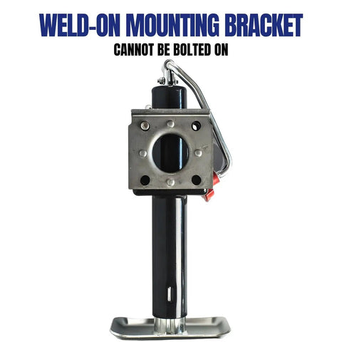 Front view of 2000 Lb Trailer Tongue Jack Swivel Lift Heavy Duty 1 Ton For Camper Boat with weld-on mounting bracket