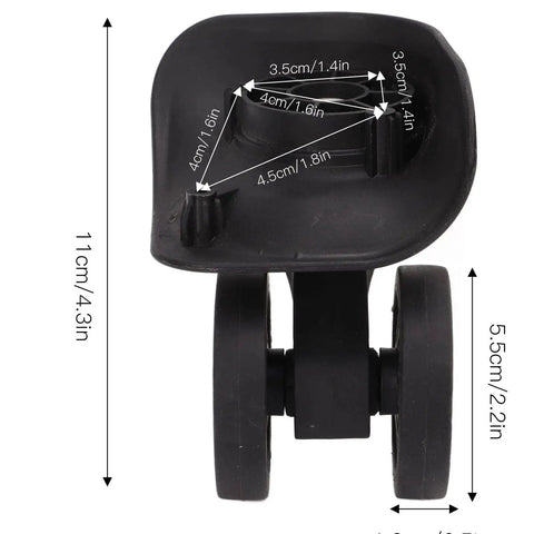 Rotatable Luggage Wheel Casters For Suitcases, durable nylon replacement wheel set with measurements for repair and upgrade