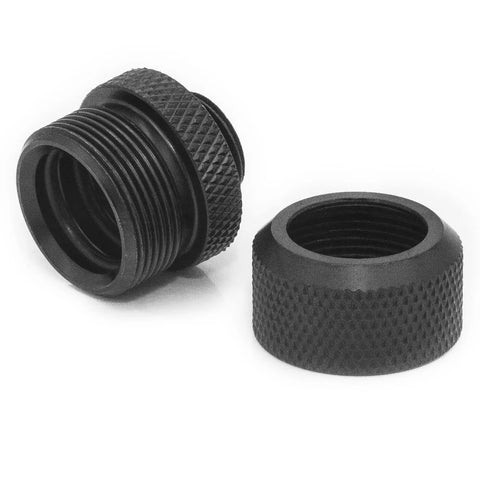 Compression fitting, black, G1/4 to 14mm OD, high-body design for PC water cooling, 2-piece set