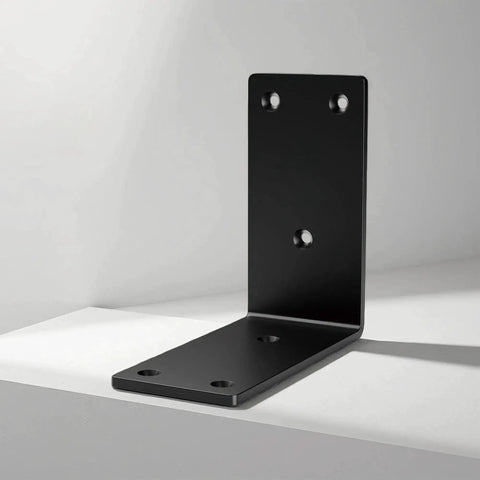 8 Pack Heavy Duty 4x4 Inch 90 Degree Metal Corner Brackets for shelves and cabinets, sturdy L brace in black steel, side view