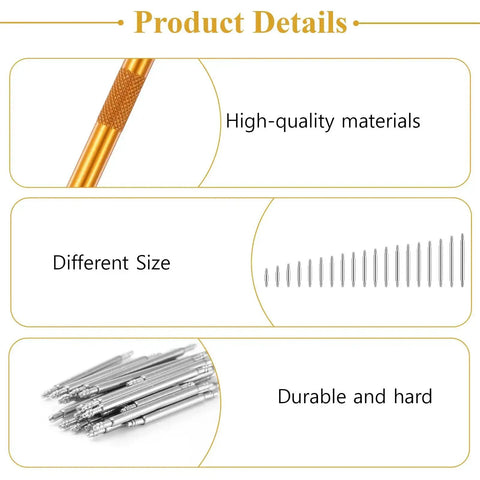 Heavy Duty Watch Band Pins And Spring Bar Tool Kit With 76 Stainless Steel Pins for quick band removal and repair