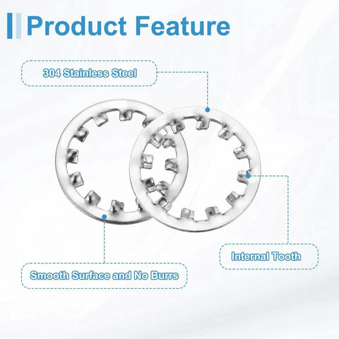 Three Quarter Inch Internal Tooth Lock Washer Set, 304 Stainless Steel Multi Tooth Star Washer Locking Fasteners image
