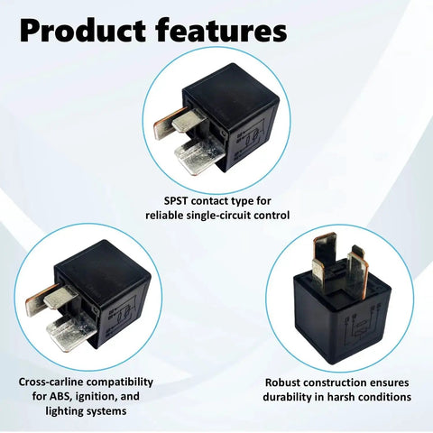 Image showing Plug-In Mini ISO Relay General Purpose 12V DC 70A Four Pin Automotive Relay with SPST contacts and robust construction.