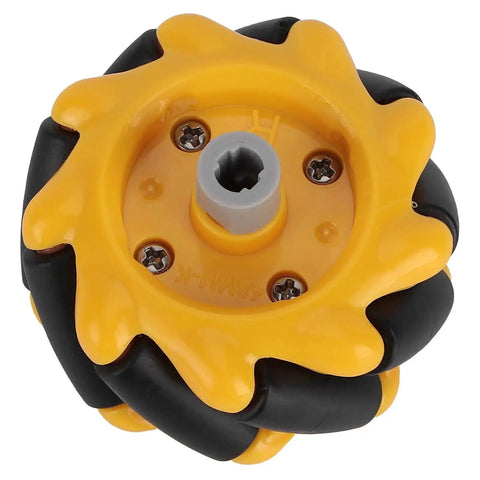 Close-up of Gear Motor Mecanum Wheel Set 3V-12V DC No Welding Plug And Play For Small Robot Cars 48mm Diameter Rubber Coated Wheels