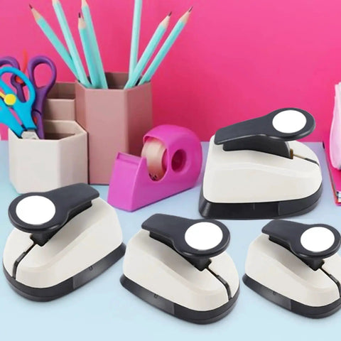 Dope 5 Circle Hole Punch Set for Paper Crafts and Scrapbooking with multi-size round paper punches on a desk