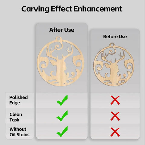 Comparison of wooden carved deer ornament effect before and after using Honeycomb Laser Bed 500x500mm for XTool D1 D1 Pro S9 S10 S30 Pro