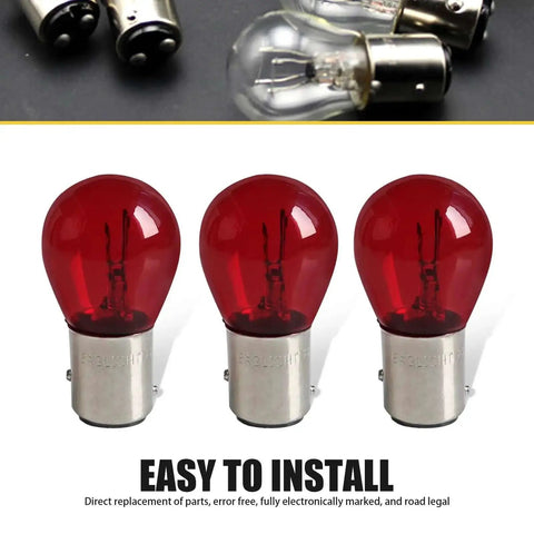Red 12V 21/5W Halogen Brake Light Bulb With BAY15D Base, Dual High Low Filament, Easy Install for Cars and Motorcycles