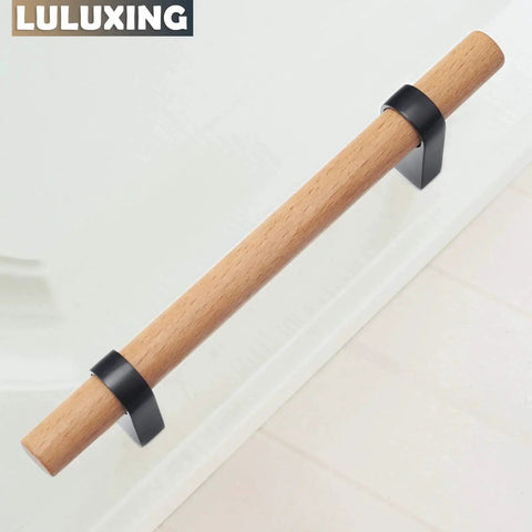 Six Pack Solid Wood Cabinet Handles And Pulls 4.4 Inch Center To Center Double Hole Distance T Bar Dresser Hardware