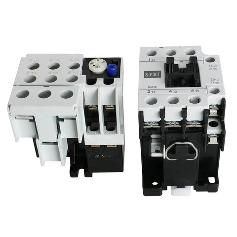 3-Pole 50A Magnetic AC Contactor With Adjustable Ith Thermal Overload Relay 110V Coil 1NO 1NC Auxiliary Contacts DIN Rail Mount