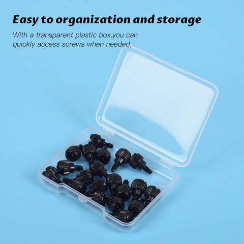 20 Pack Computer Case Thumb Screws Stainless Steel M3.5 6-32 Thread 6mm Length in open plastic box