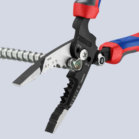 Knipex Forged Wire Stripper 13 72 8 8 Inch cutting wire with high capacity shear blades and locating ridges, handles 10-20 AWG.