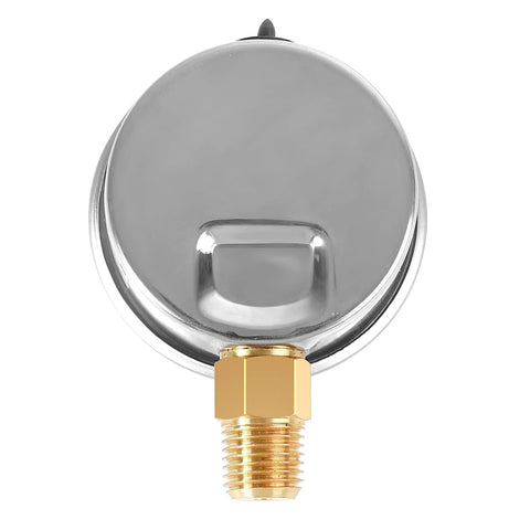 UHARBOUR glycerin-filled vacuum pressure gauge, 2-1/2 in dial, 1/4 in NPT bottom, stainless steel case
